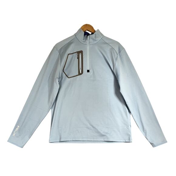 RLX Ralph Lauren 1/4 Zip Pullover Men's Medium Light Blue Fleece Lined Golf NEW - Picture 1 of 12
